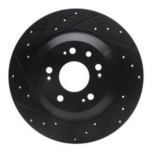 Acura TL Brake Rotor (1) - Rear Left - R1 Concepts - Drilled & Slotted - Black - `09-`14